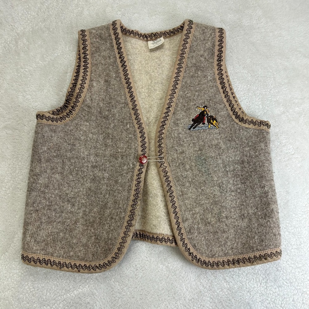 Vintage 90s Monanca Vest Mens M Tan‎ Western Cowboy Motif Retro Grunge